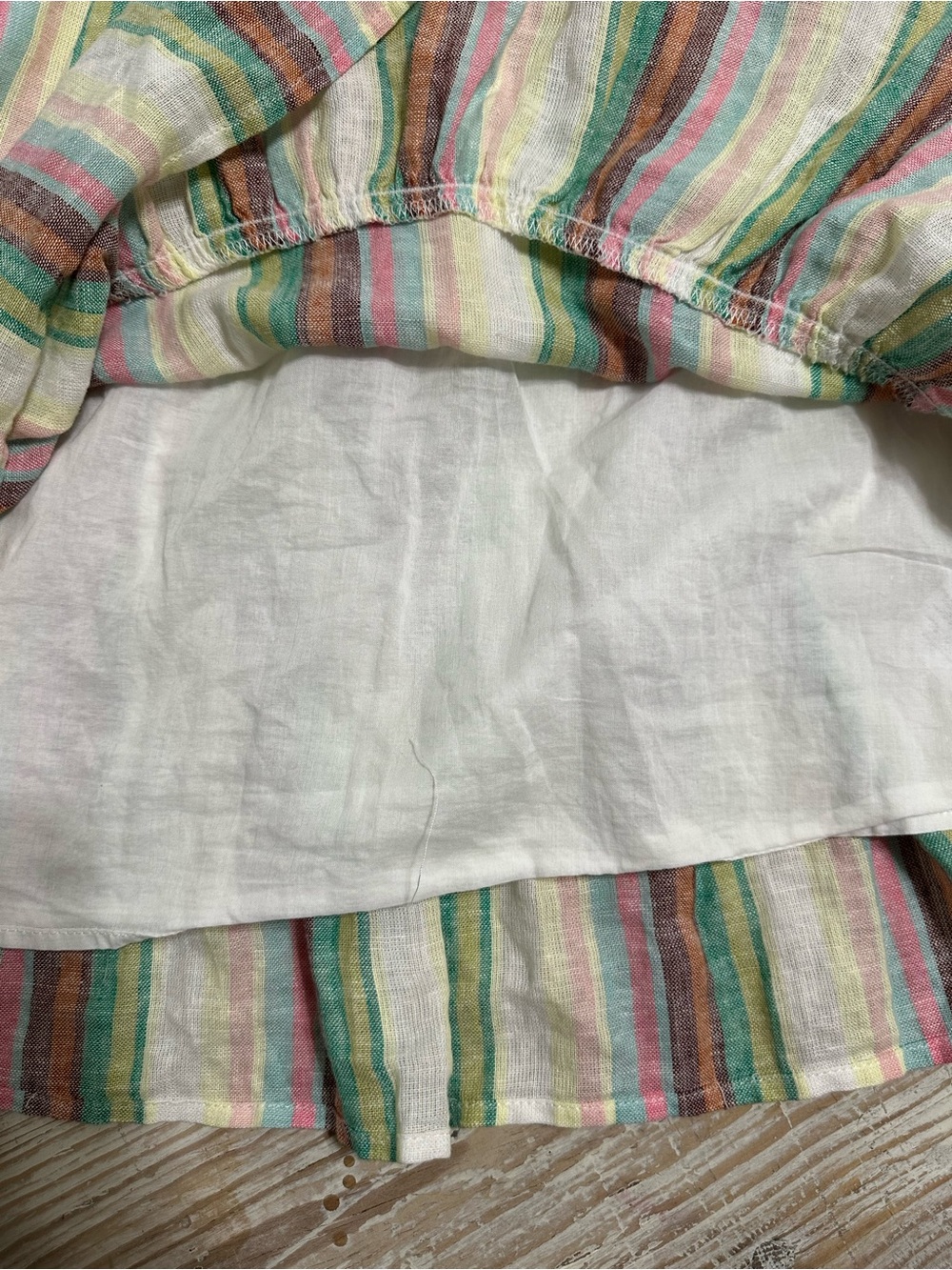 Rails Augustine Palais Stripe Pastel Smocked-Waist Mini Dress Linen Blend Sz M - Picture 9 of 15
